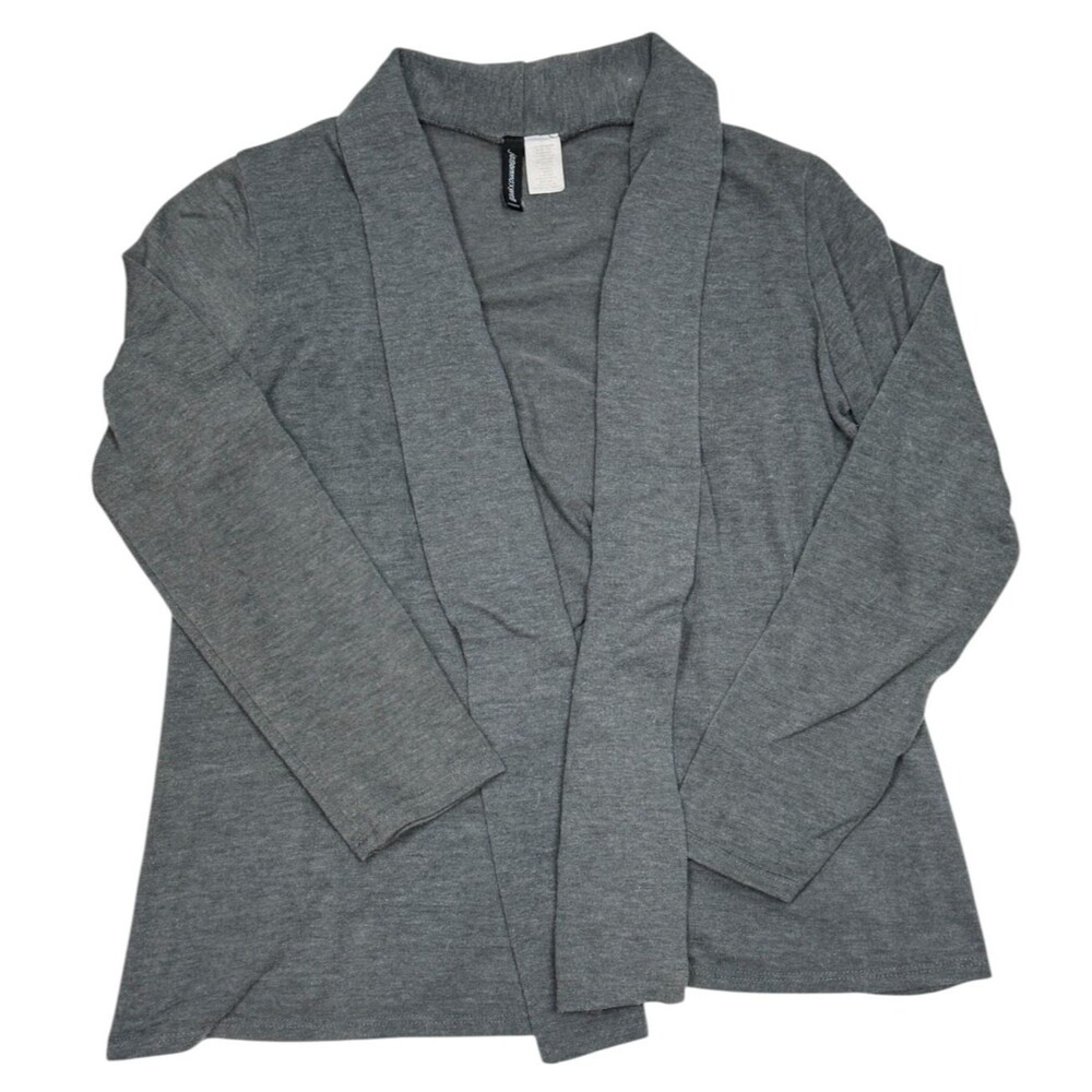 Jason Maxwell Open Cardigan Large Petite Gray Sweater Shawl Collar Made in USA